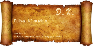 Duba Klaudia névjegykártya